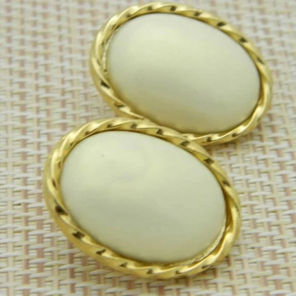 Trifari TM Pearlized Faux Pearl Post Earrings - Picture 2 of 4